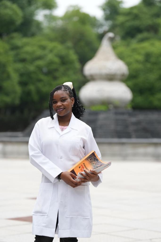 Ekpene Mabel Solomon poses for a photo at Changsha Medical University in Changsha, central China's Hunan Province, June 10, 2025. (All Photos by Xue Yuge)