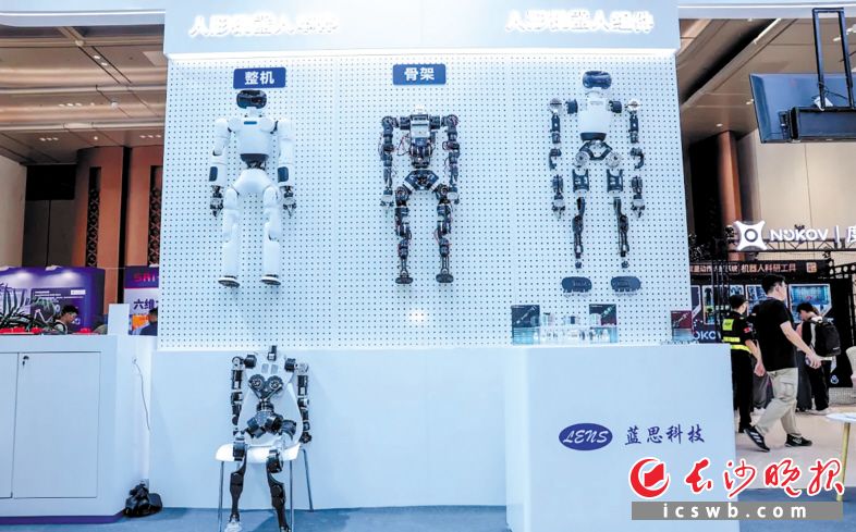 　　蓝思科技在年会现场展示的人形机器人构造。 长沙晚报通讯员 戴乐 供图