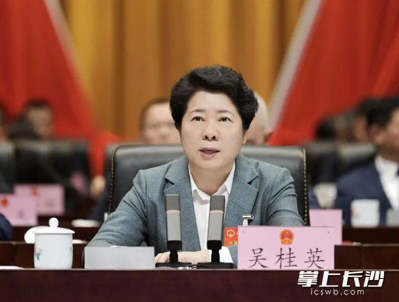 省委常委、市委书记吴桂英讲话。 长沙晚报全媒体记者 郭雨滴 摄