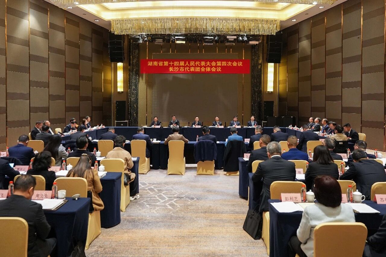 2月2日，省十四届人大四次会议长沙市代表团举行第一次全体会议。 长沙晚报全媒体记者 郭雨滴 摄