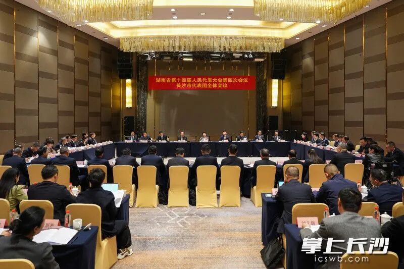 2月4日，省十四届人大四次会议长沙市代表团举行第四次全体会议。 长沙晚报全媒体记者 郭雨滴 摄