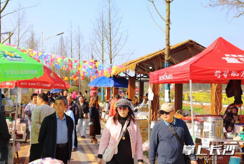 花田市集热闹非凡，村咖、非遗文创、手工DIY、特色小吃琳琅满目，游客逛吃逛玩两不误。