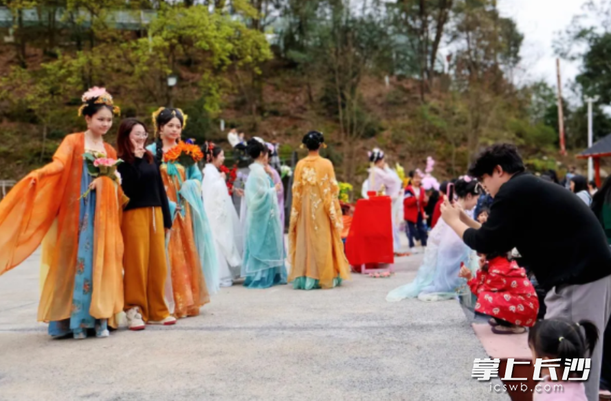 果园镇组织“花神”发出到果园赏花邀约。星沙时报记者 杨源 摄