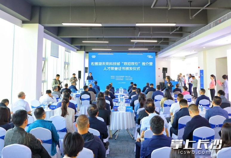 松雅湖未来科技城“双招双引”推介暨人才荣誉证书颁发仪式。星沙时报记者曾诗怡 摄