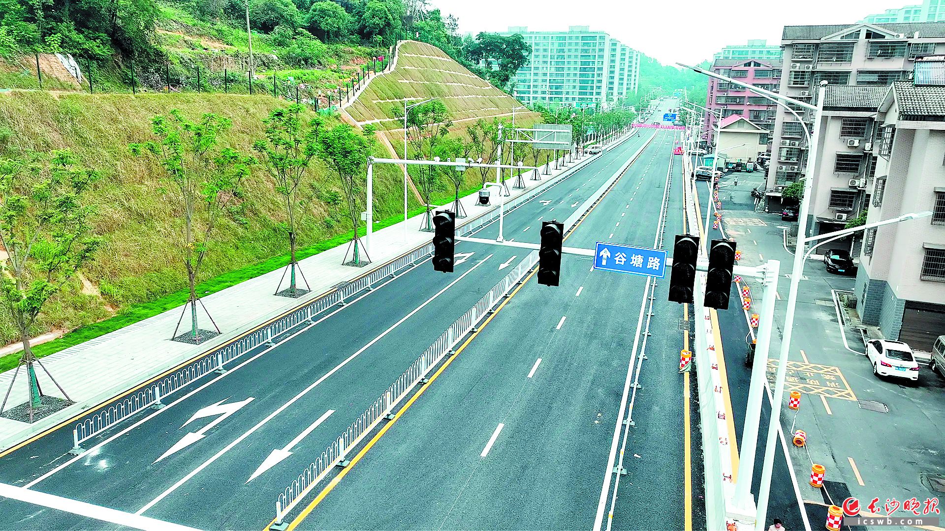 谷塘路已基本建成，即将通车。尹婷 摄