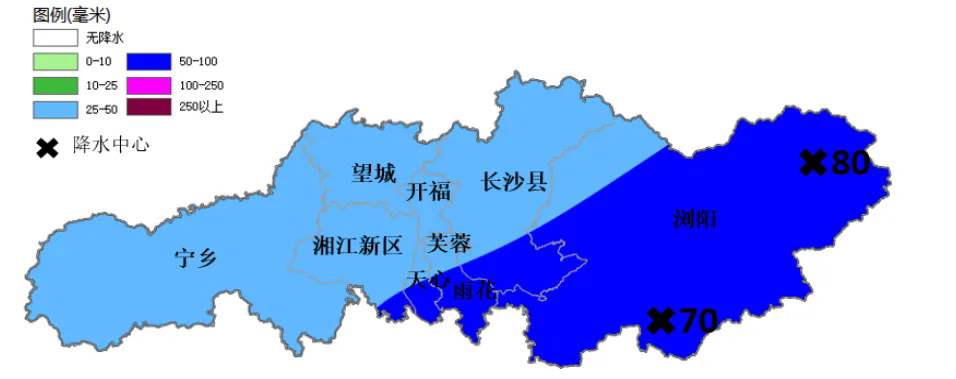 图2：6月13日08时至13日20时降雨量预报图（单位：毫米）
