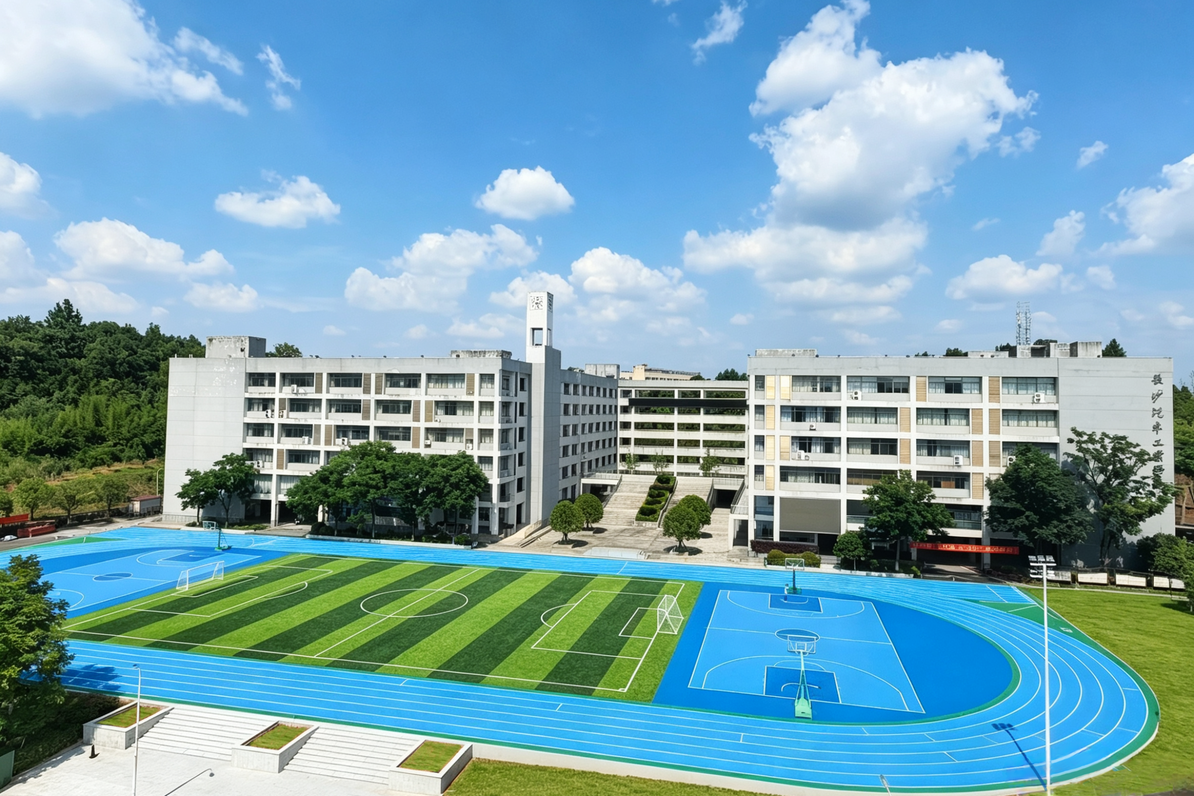 长沙汽车工业学校新田径场，静候每一位阳光学子。