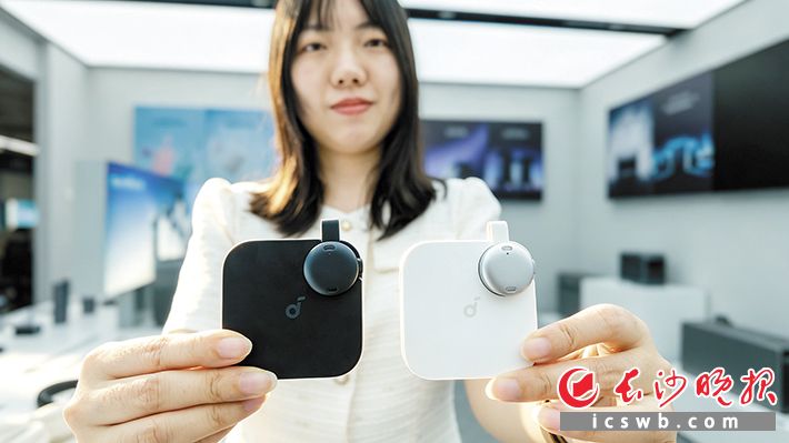 小小的AI录音豆，却有着强大的功能，正成为职场新宠。长沙晚报全媒体记者 陈飞 摄