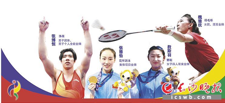 长沙4名运动员贡献6枚金牌 制图/王斌